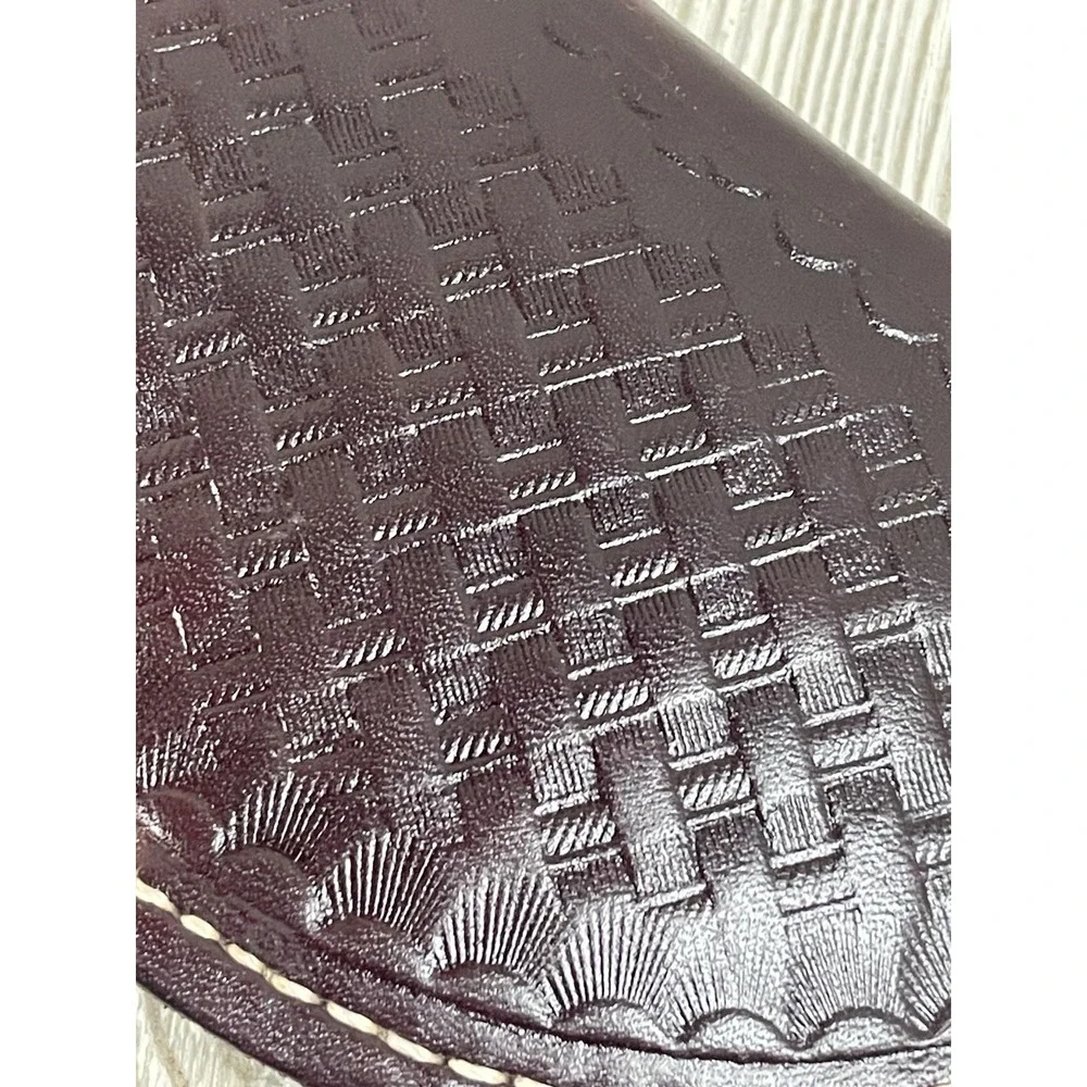 Soovill MFG Leather Holster Belt Carry 6.5in Basket Weave Burgundy Sheath Case